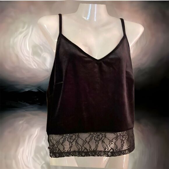 NWT💄Forever 21 Black Velvet & Lace Cami - Black💄 - Picture 8 of 11